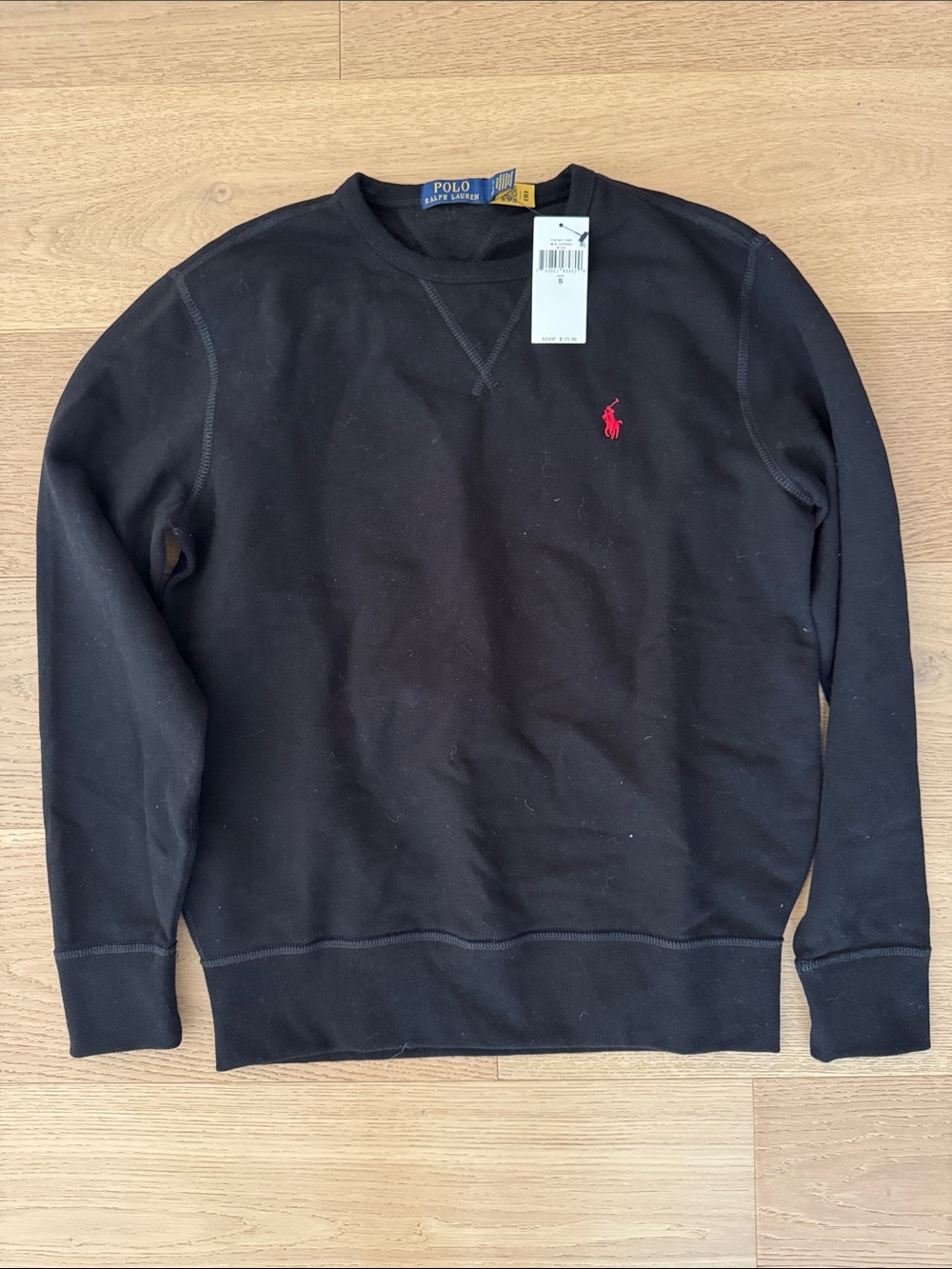 Polo by Ralph Lauren Black Crewneck Sweater with Red Pony Logo